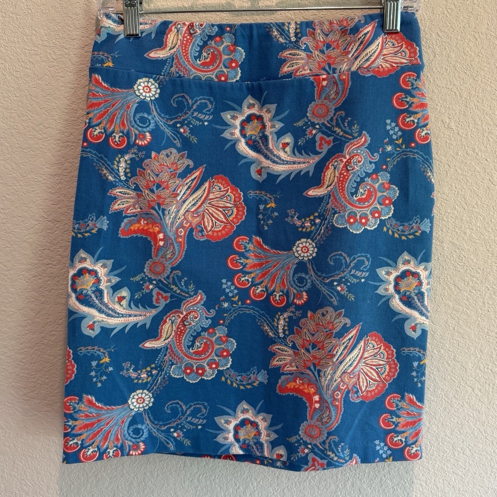 J. McLaughlin Blue Floral Paisley Pencil Skirt Womens Size 0